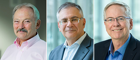 The Co-Directors of the Djavad Mowafaghian Centre for Brain Health, L-R: Max Cynader, Jon Stoessl and Brian MacVicar.