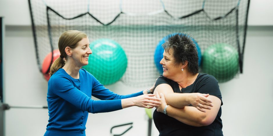 Dr. Kristin Campbell (left), professor at UBC’s department of physical therapy, with former BC Cancer patient Scenery Slater.